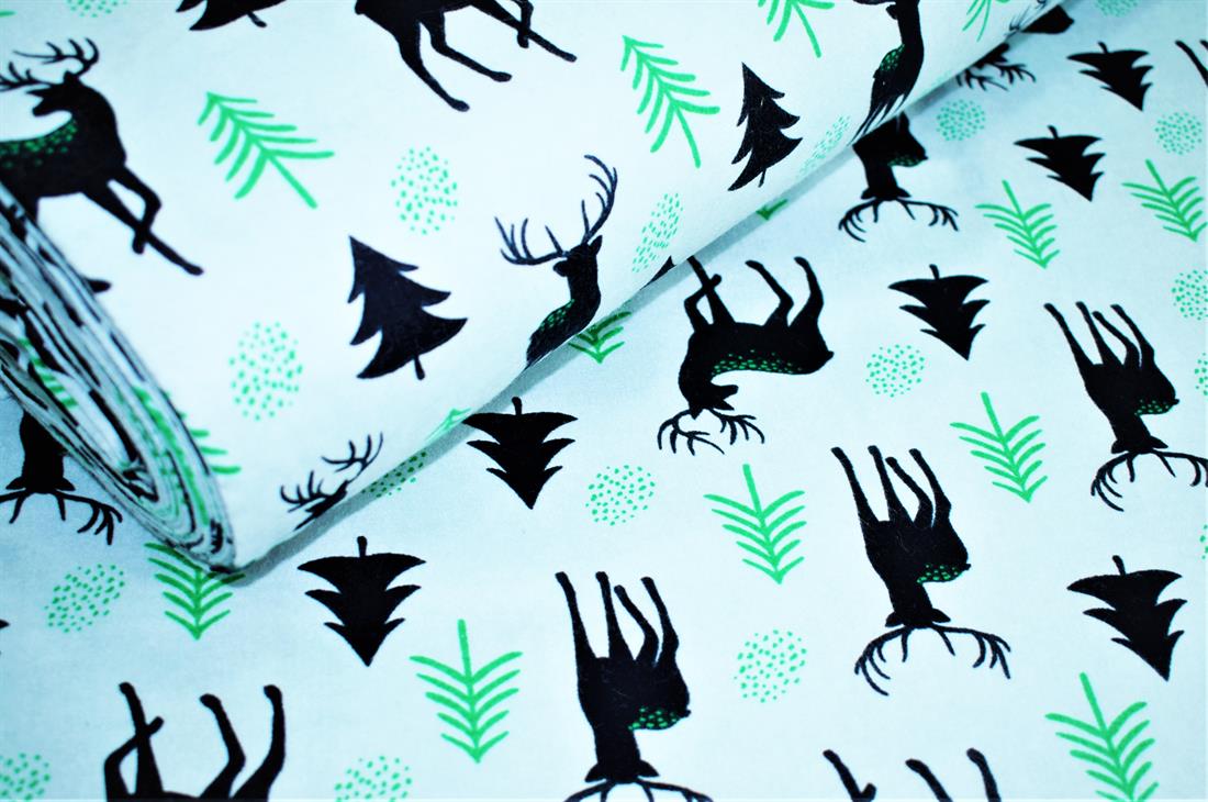 Lt. Turqoise Cotton Reindeers