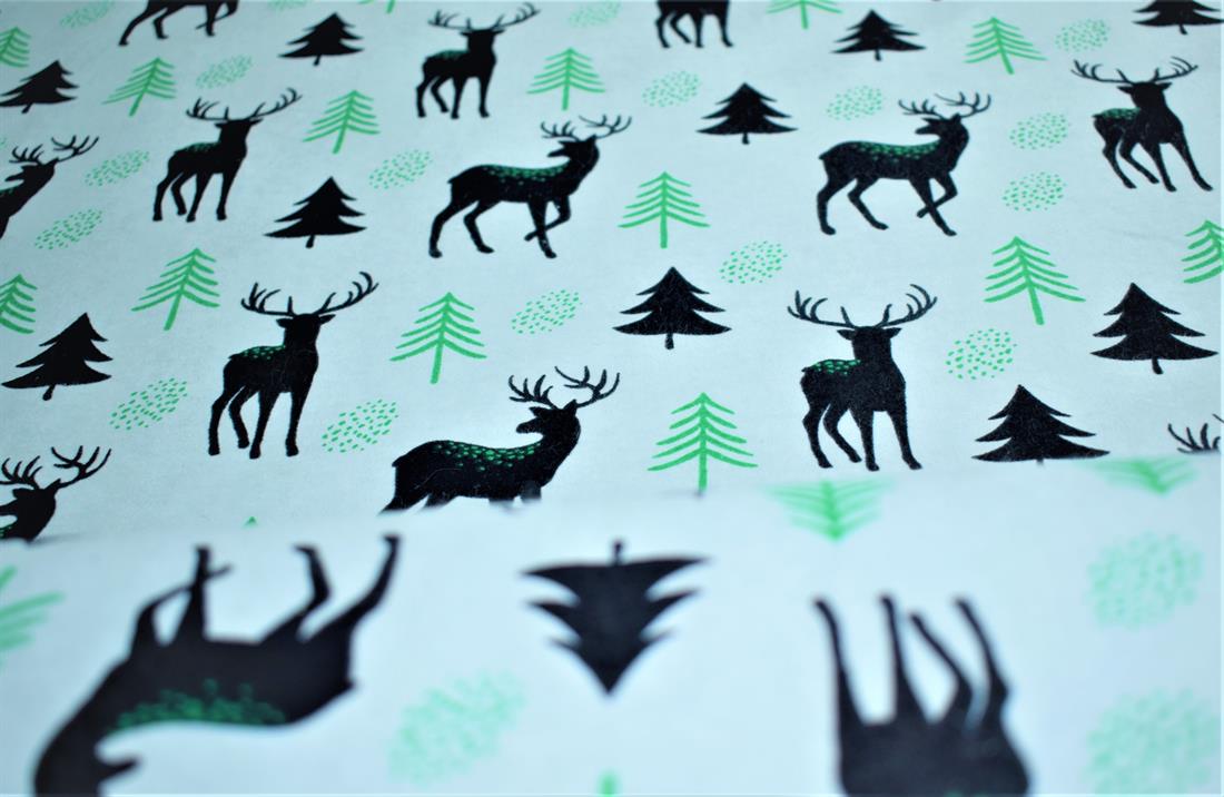 Lt. Turqoise Cotton Reindeers