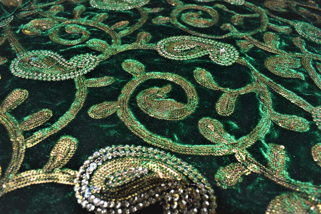 Green Emb Velvet