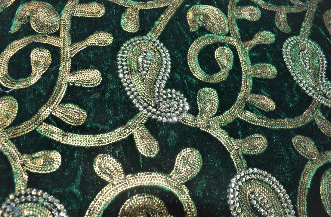 Green Emb Velvet