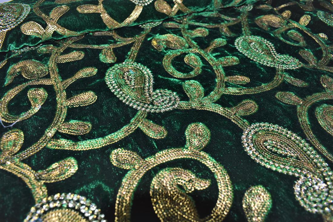 Green Emb Velvet