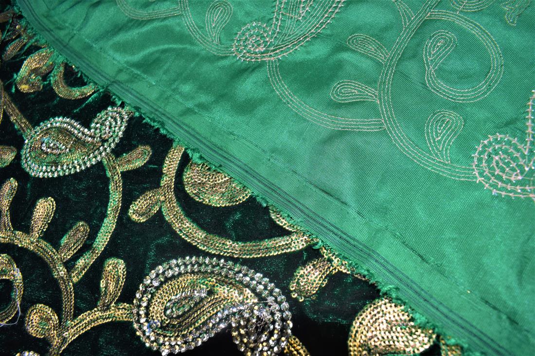 Green Emb Velvet