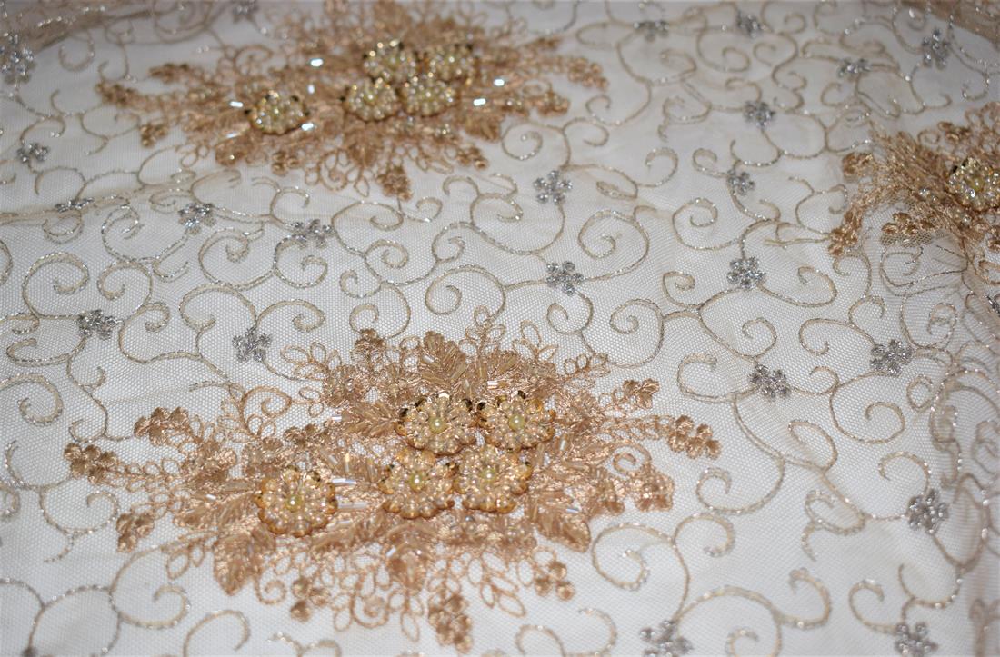 Beige Embroidered Bridal Lace
