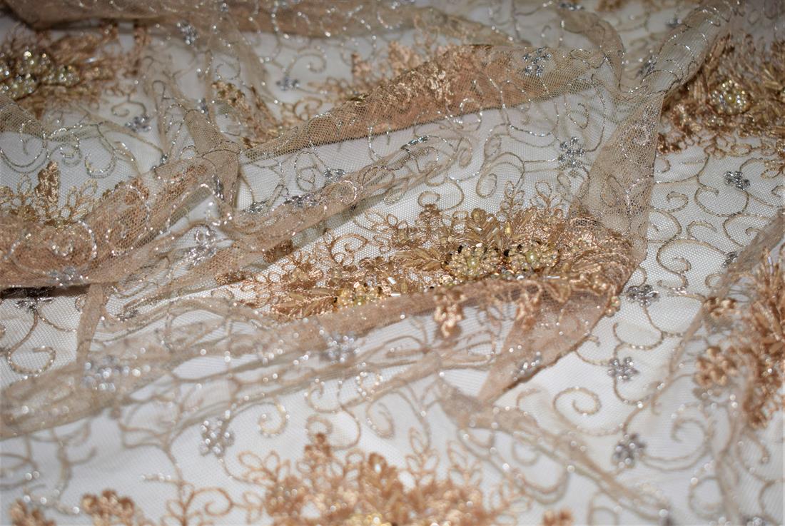 Beige Embroidered Bridal Lace