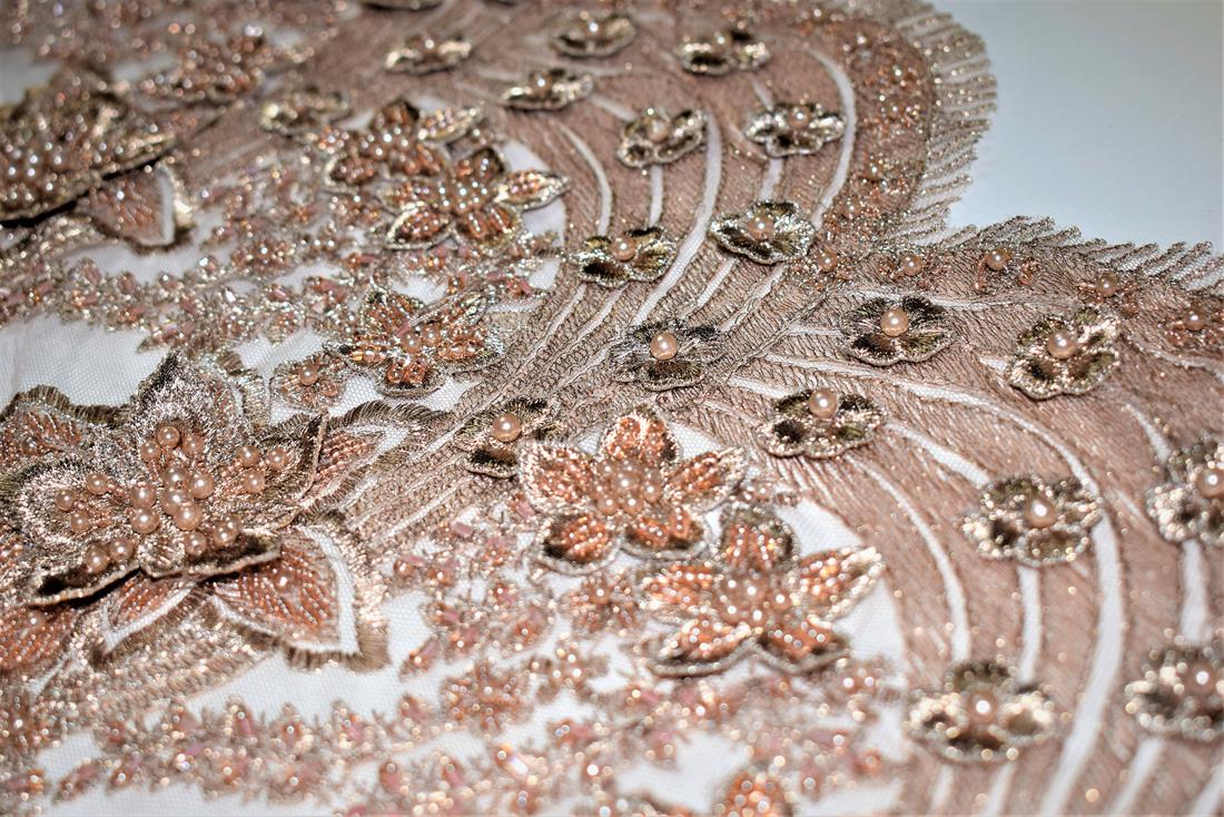 Light Brown Embroidered Bridal Lace