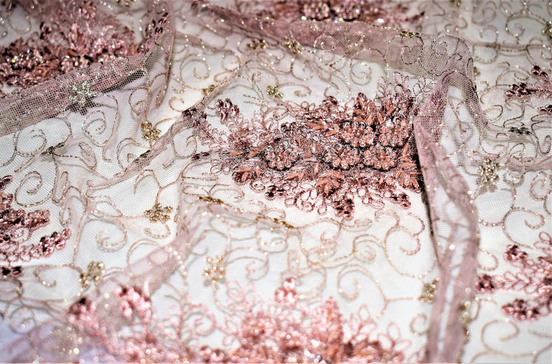 Light Brown Embroidered Bridal Lace