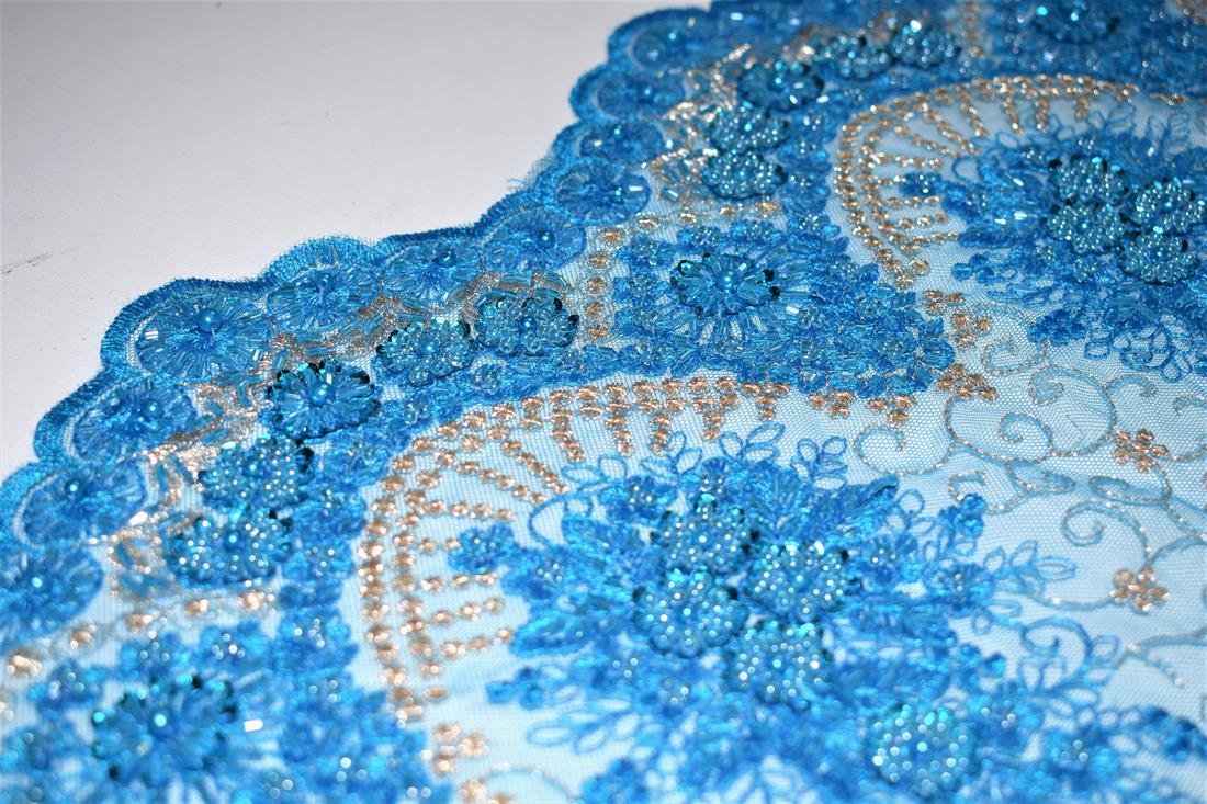 Blue Embroidered Bridal Lace