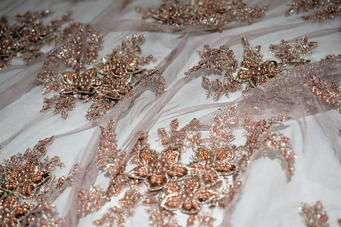 Light Brown Embroidered Bridal Lace