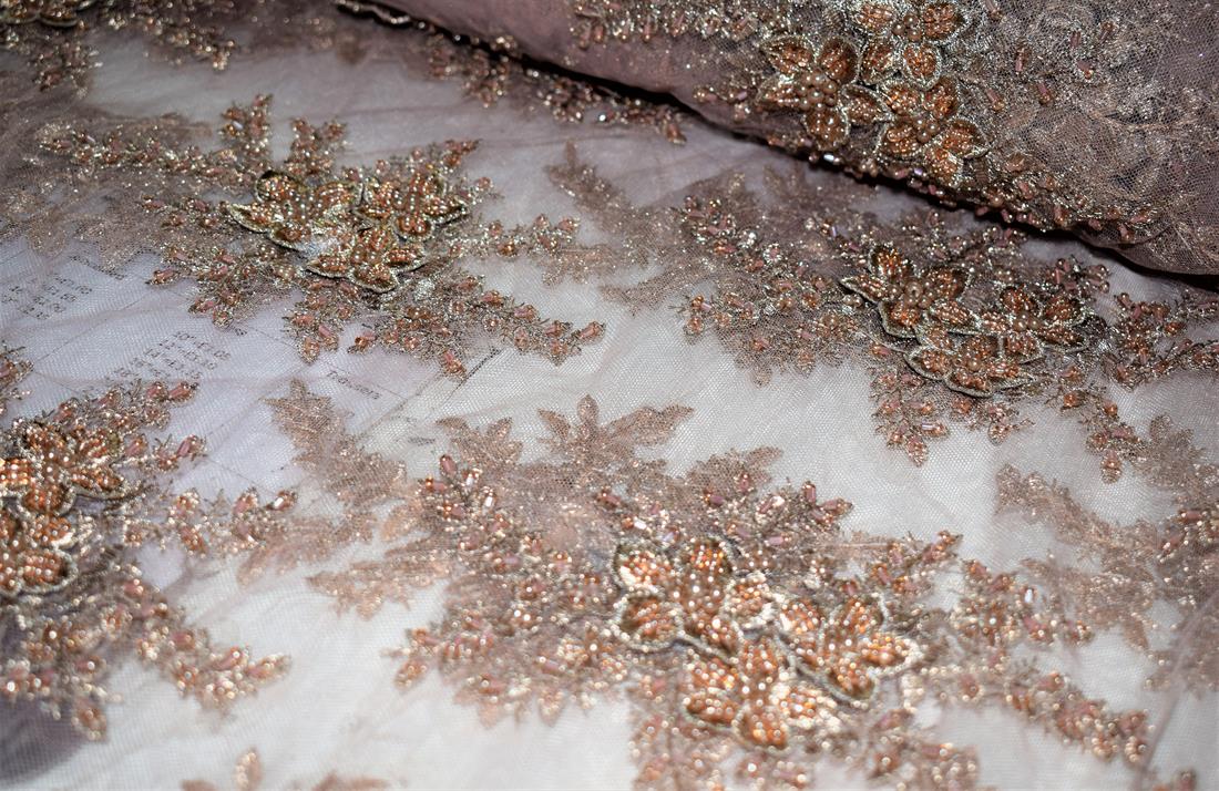 Light Brown Embroidered Bridal Lace