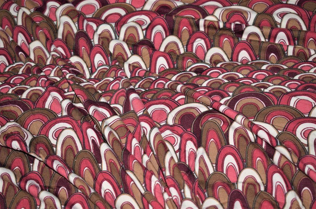 Wine & Pink Viscose Elastane Jersey
