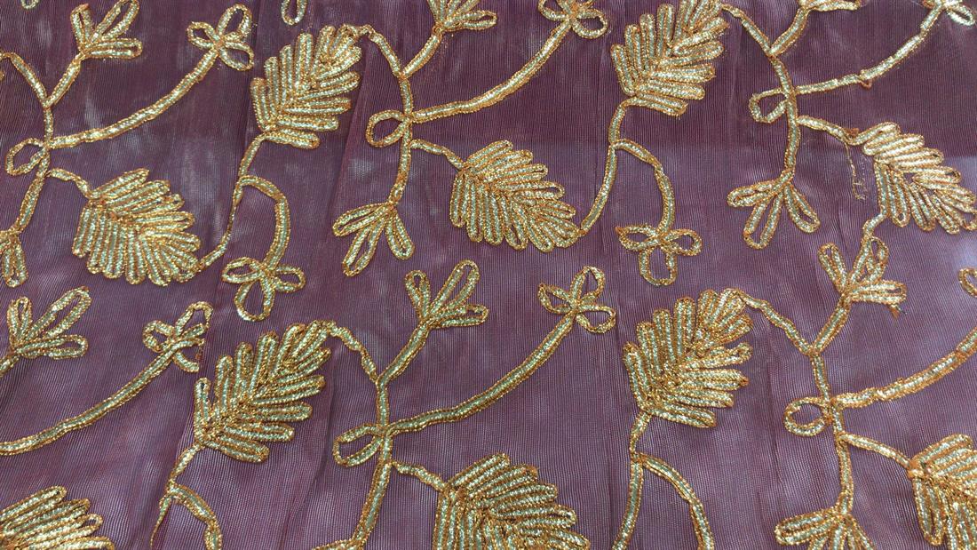 Burgandy Embroidered Fabrics