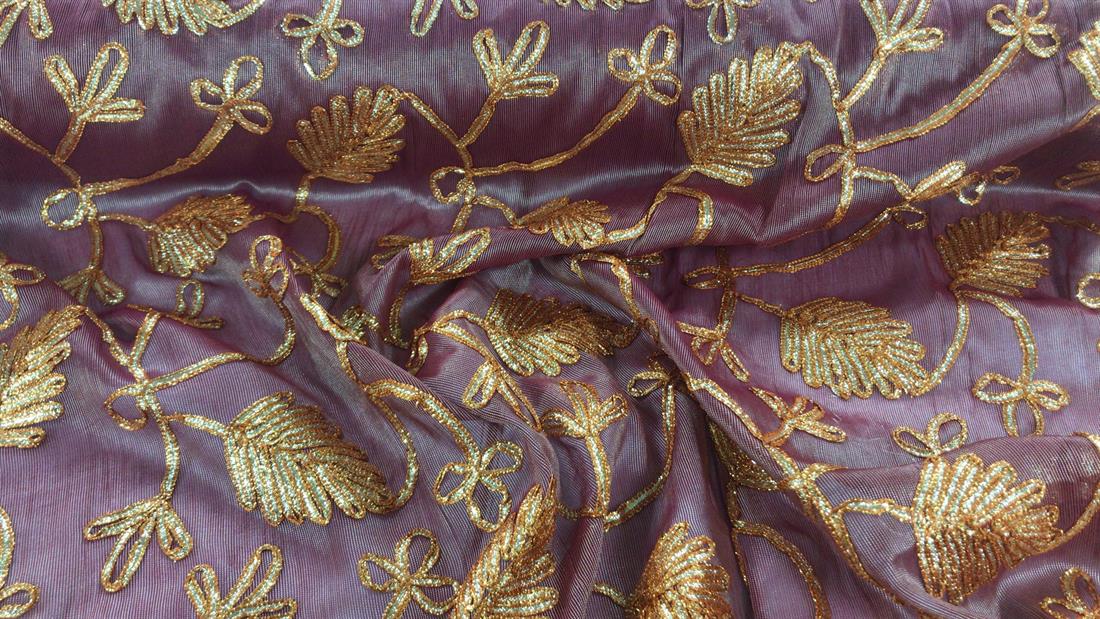 Burgandy Embroidered Fabrics