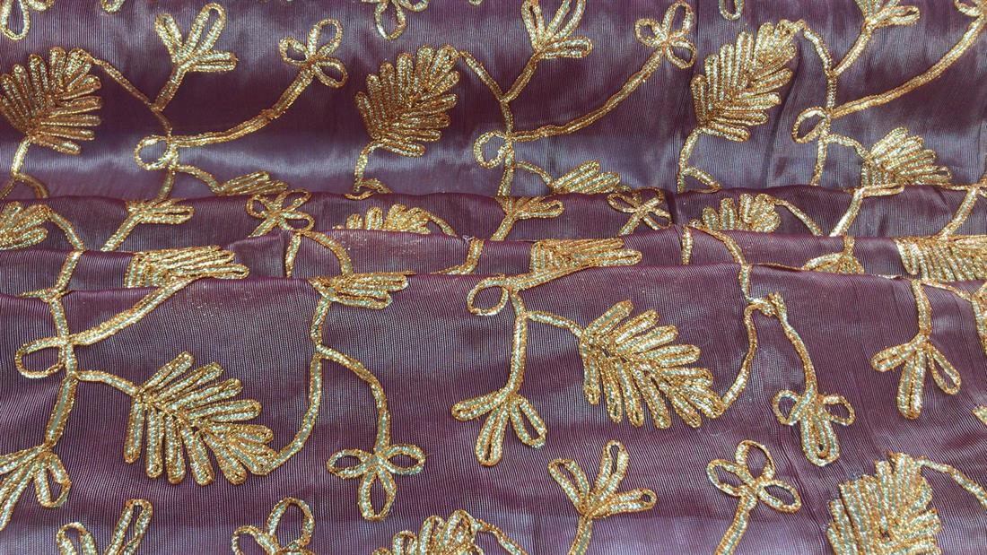 Burgandy Embroidered Fabrics