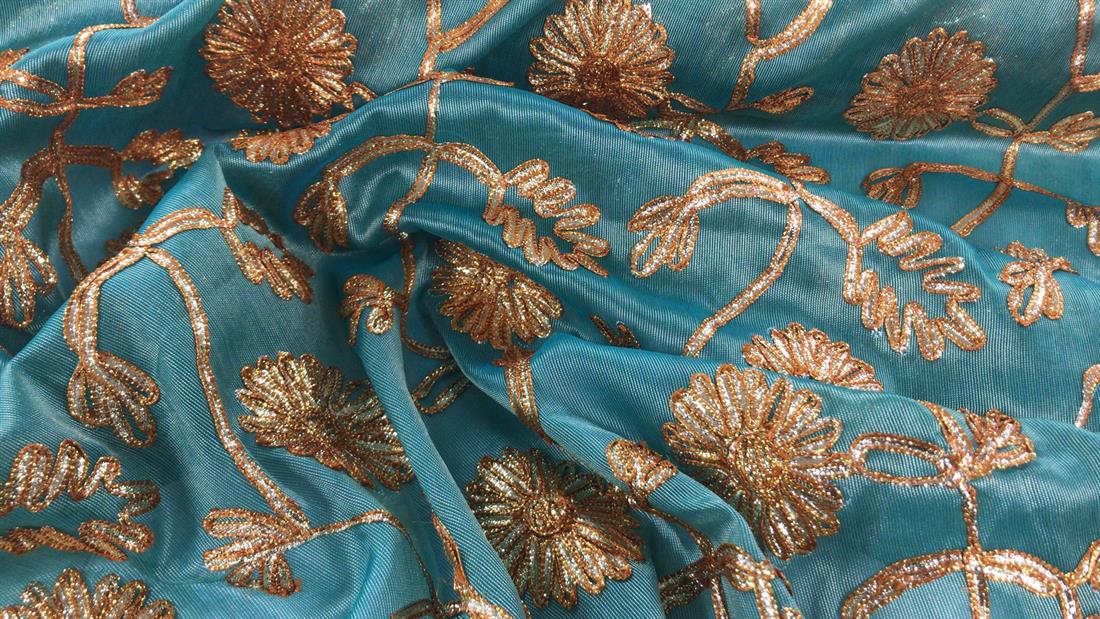Mint Green Embroidered Fabrics