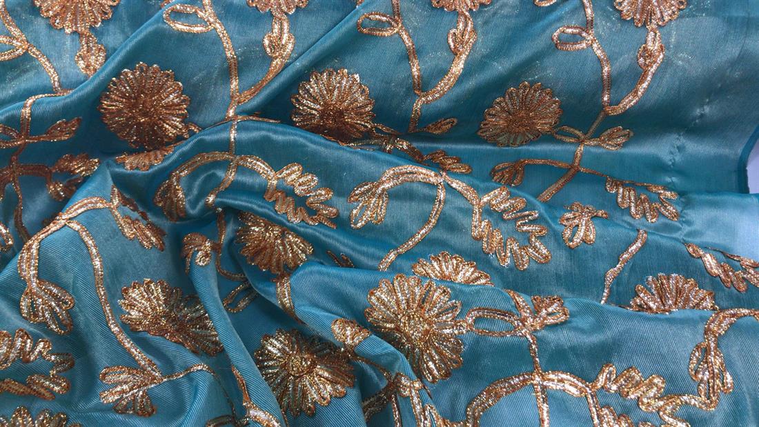 Mint Green Embroidered Fabrics