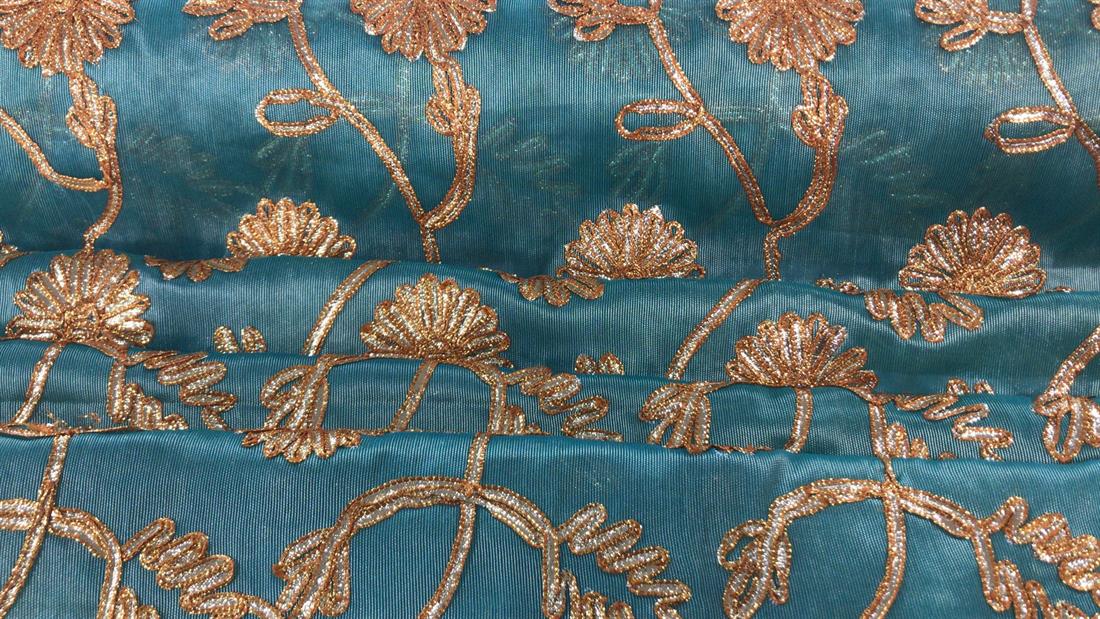 Mint Green Embroidered Fabrics