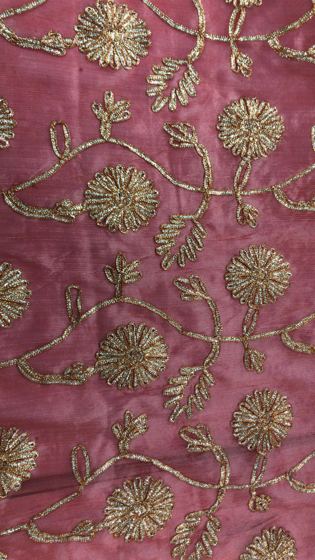 Red Embroidered Fabrics