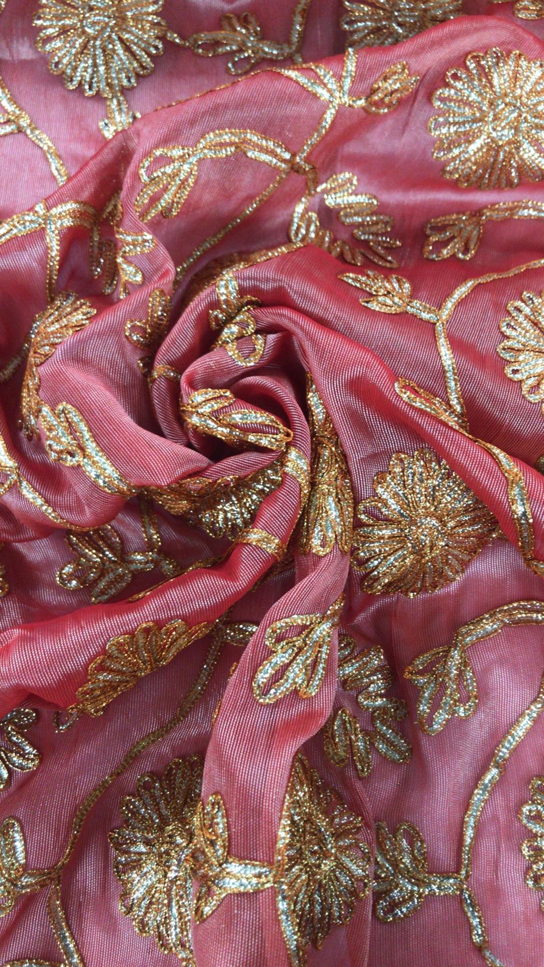 Red Embroidered Fabrics