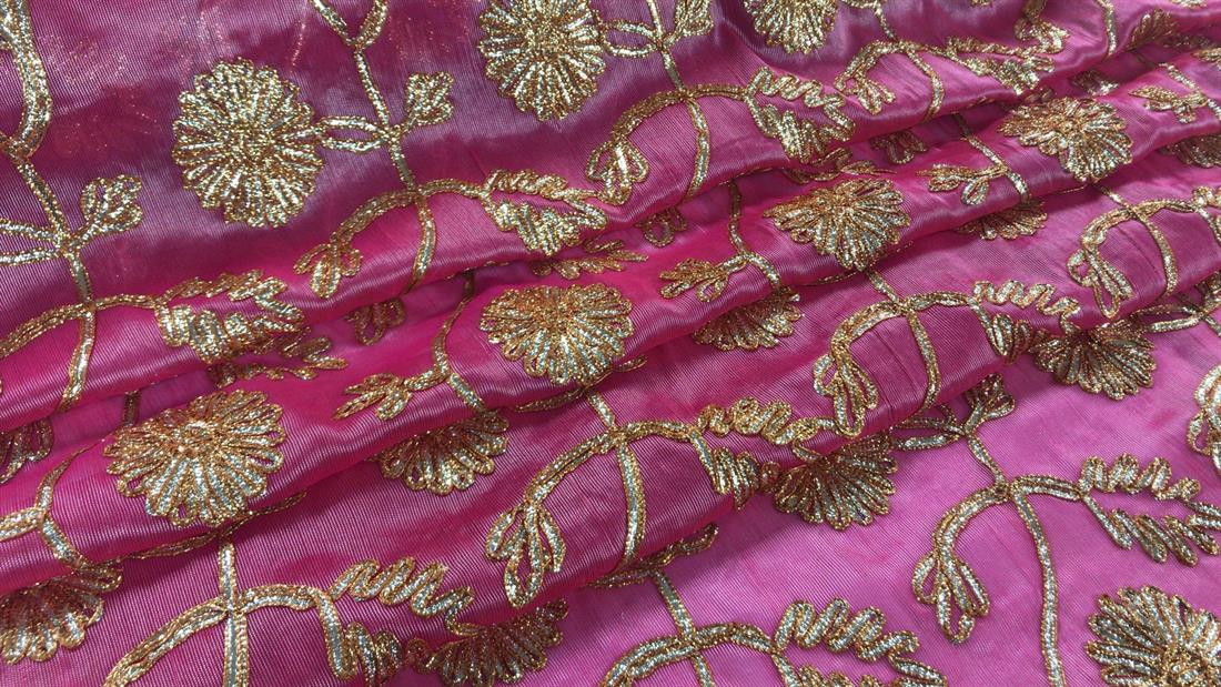 Hot Pink Embroidered Fabrics