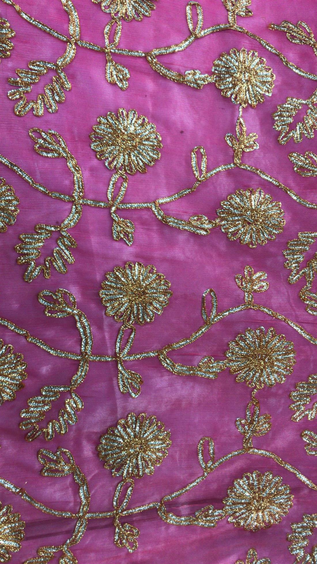 Hot Pink Embroidered Fabrics