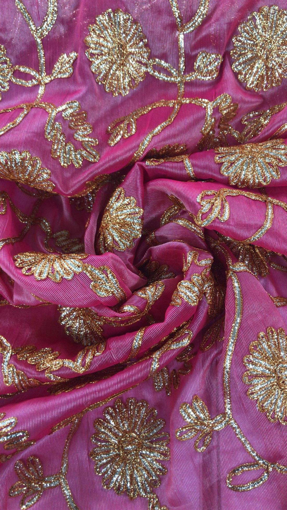 Hot Pink Embroidered Fabrics
