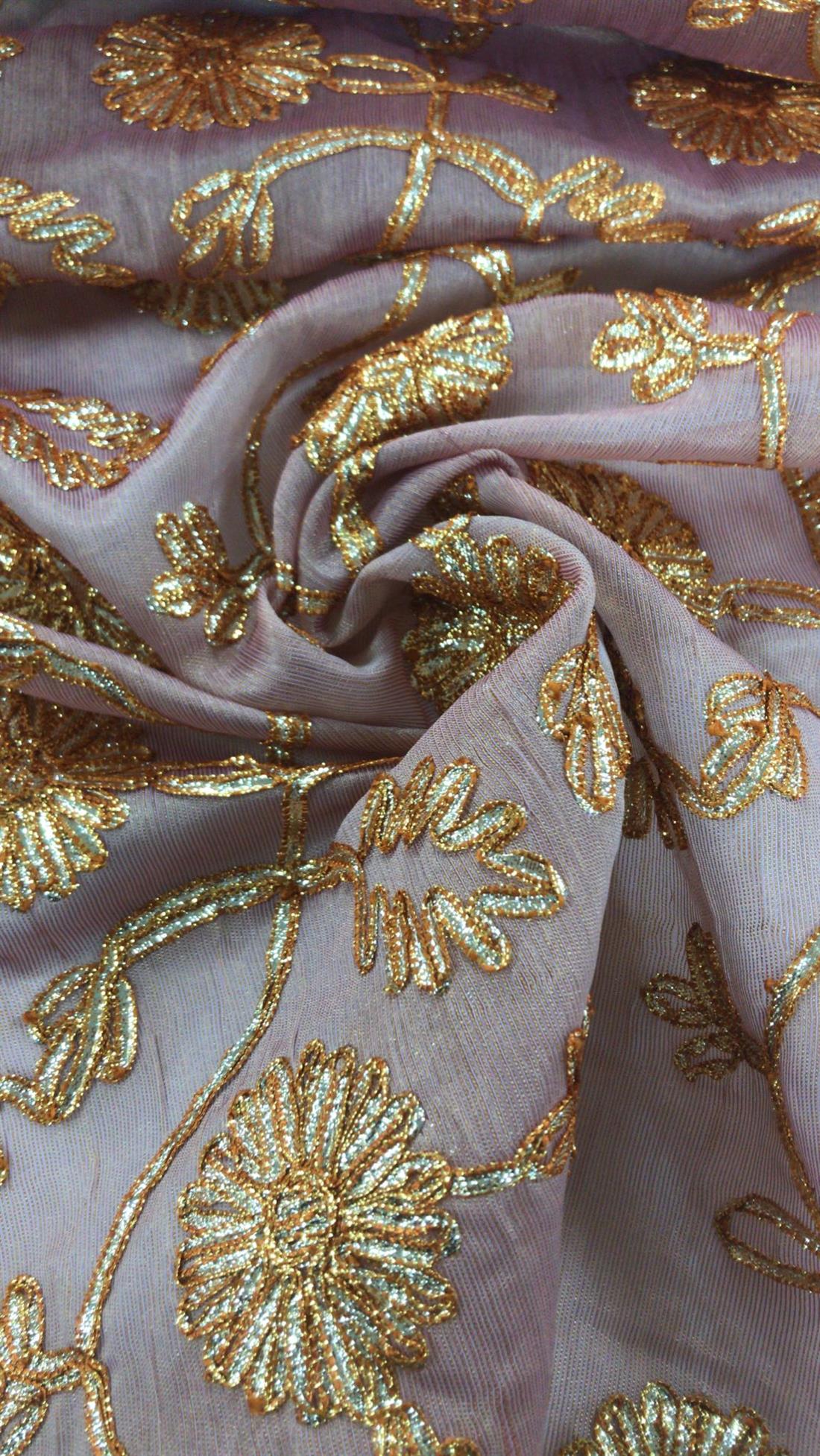 Rose Gold Embroidered Fabrics