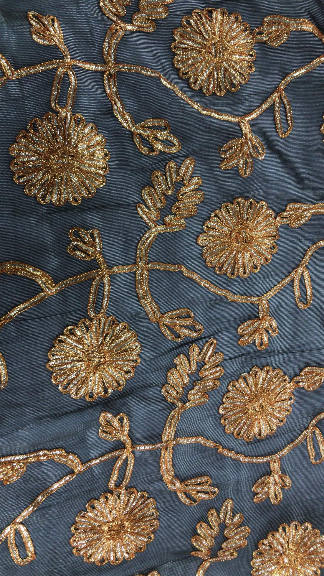 Gun Metal Embroidered Fabrics