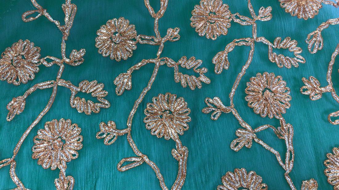 Emerald Green Embroidered Fabrics