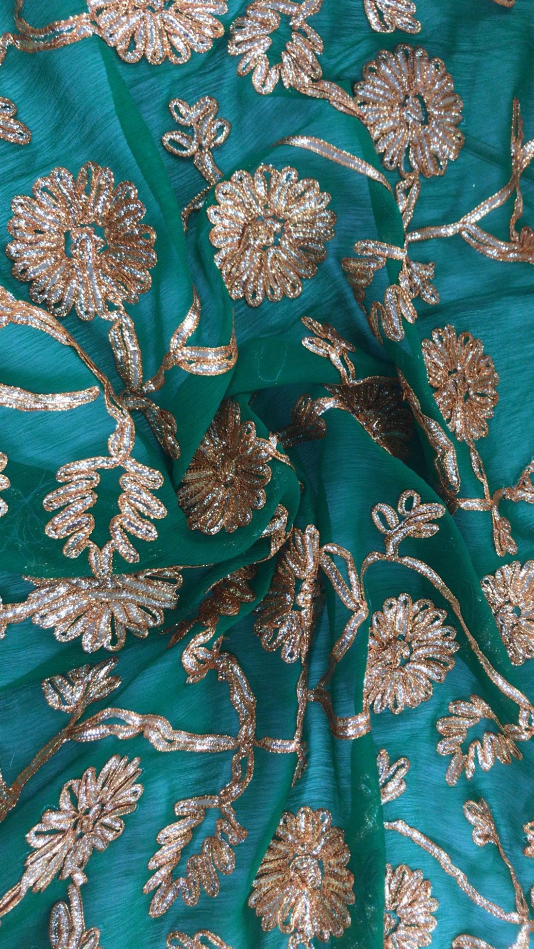 Emerald Green Embroidered Fabrics