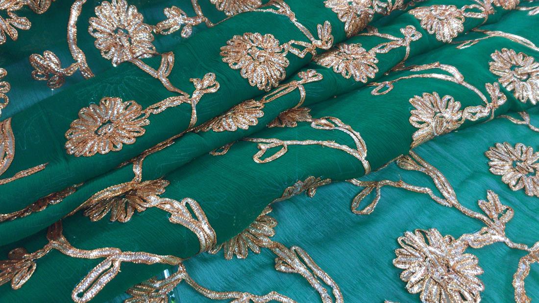 Emerald Green Embroidered Fabrics