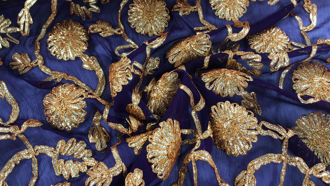 Purple Embroidered Fabrics