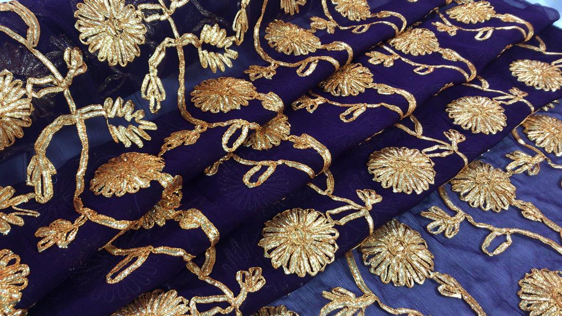 Purple Embroidered Fabrics