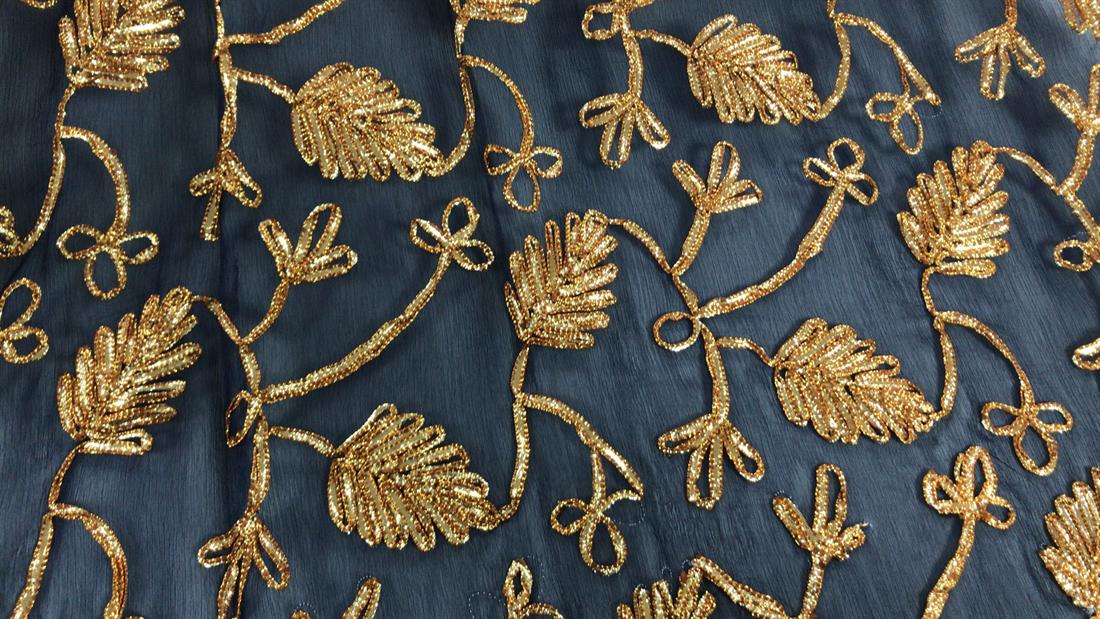 Navy Embroidered Fabrics