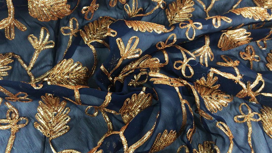 Navy Embroidered Fabrics