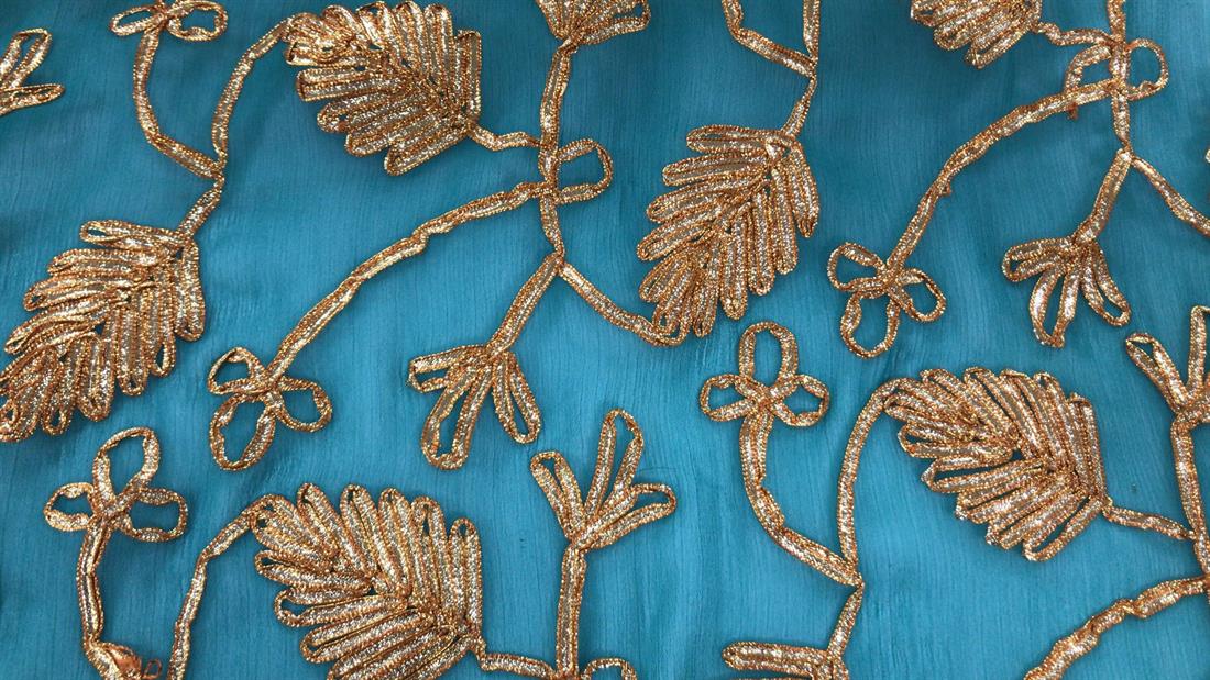Sea Green Embroidered Fabrics