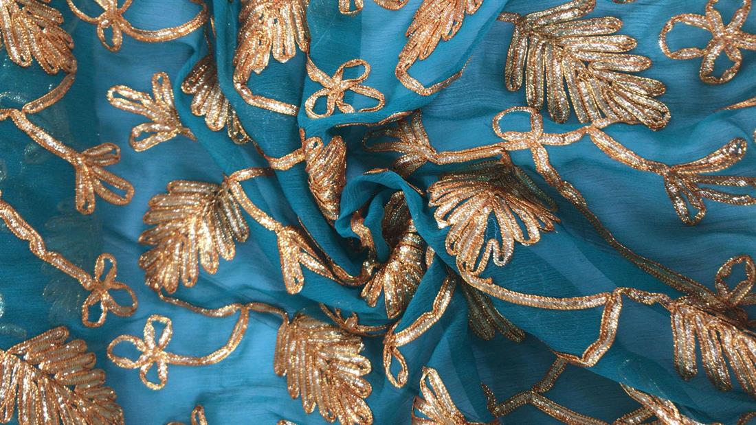 Sea Green Embroidered Fabrics