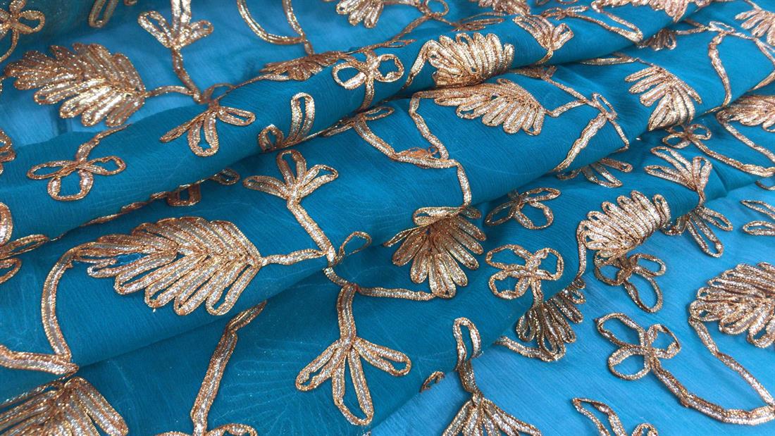Sea Green Embroidered Fabrics
