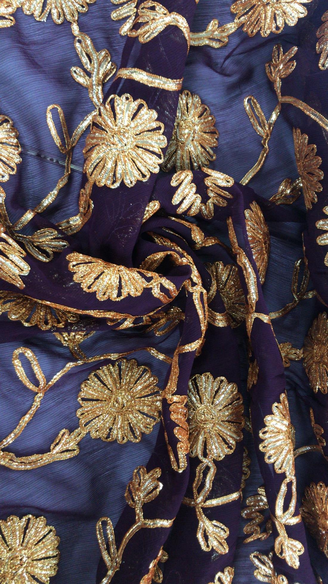 Magenta Embroidered Fabrics