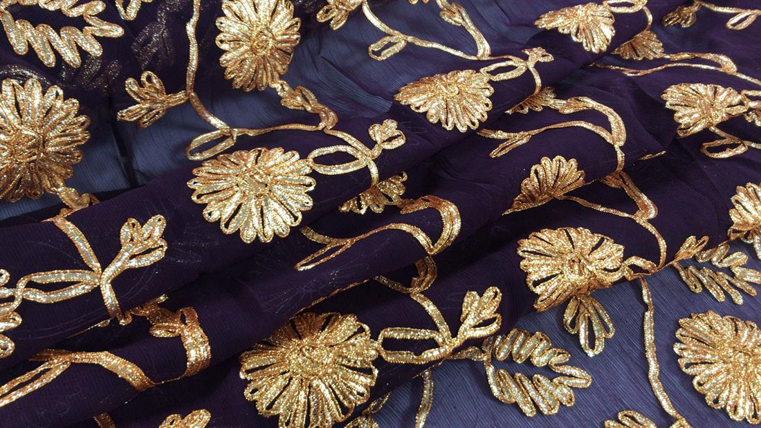Magenta Embroidered Fabrics