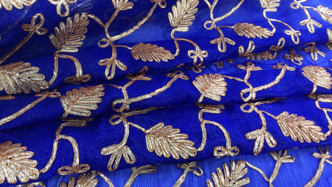 Royal Blue Embroidered Fabrics