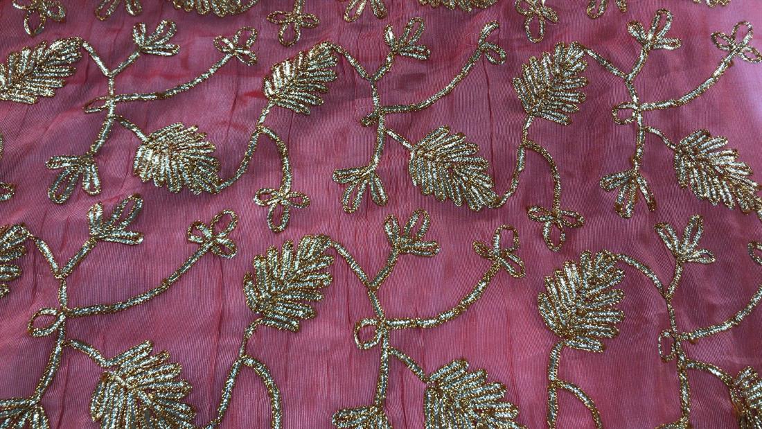Orange Embroidered Fabrics