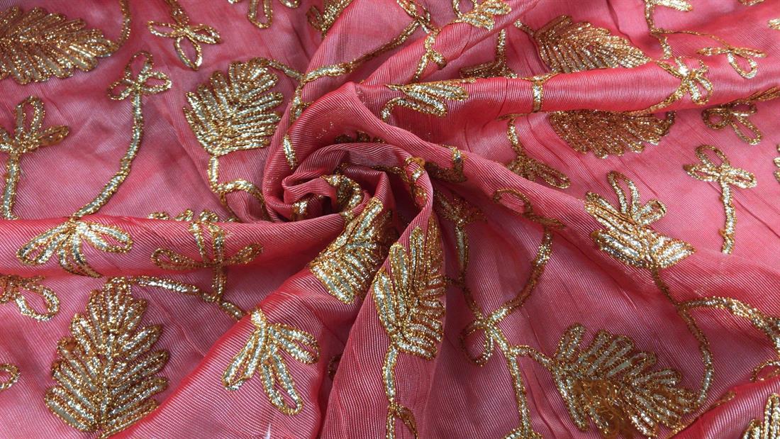 Orange Embroidered Fabrics
