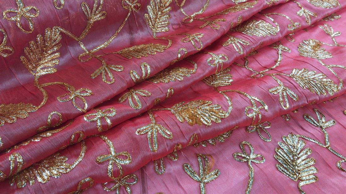 Orange Embroidered Fabrics
