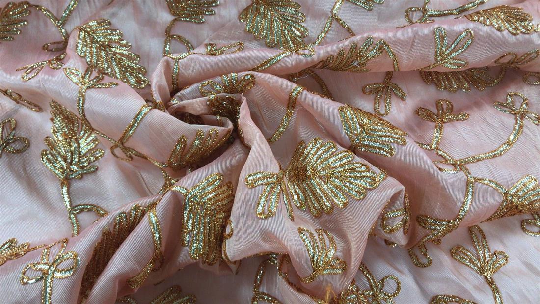 Peach Embroidered Fabrics