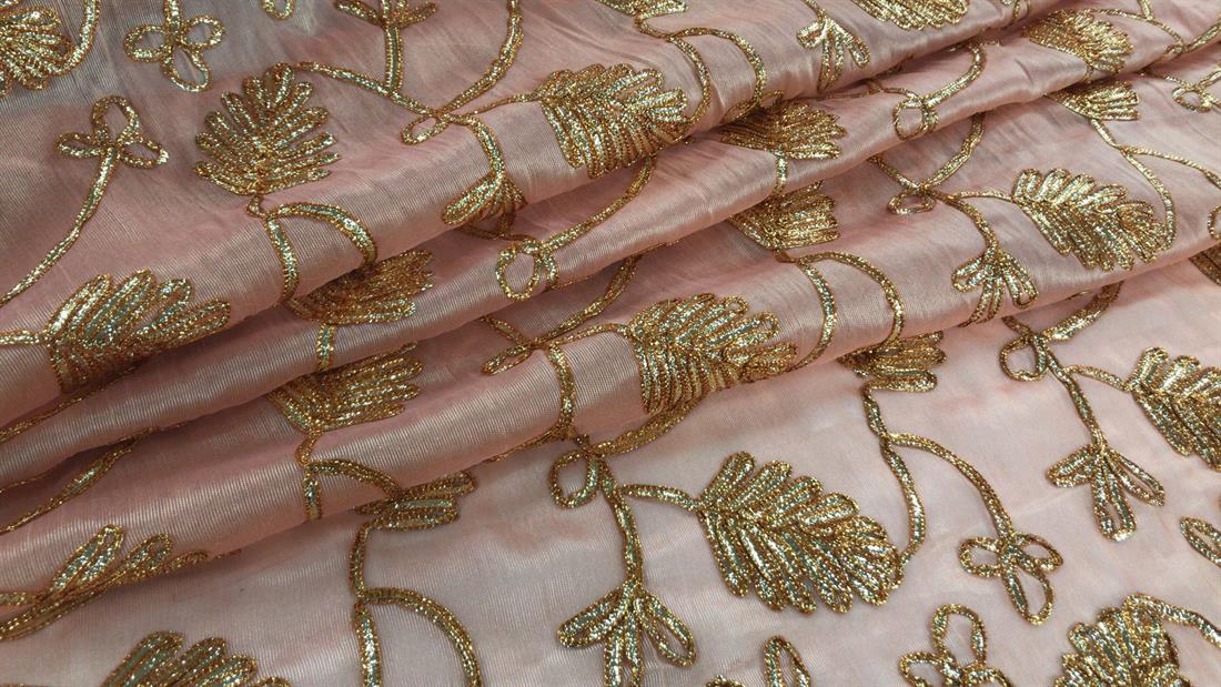 Peach Embroidered Fabrics