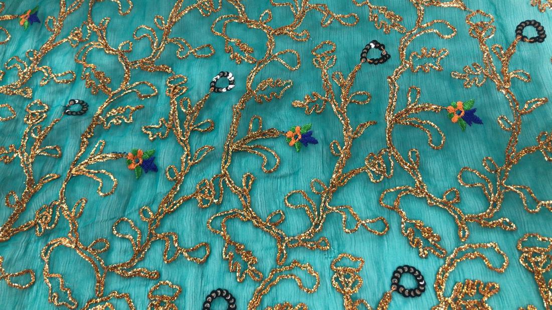 Sea Green Embroidered Fabrics