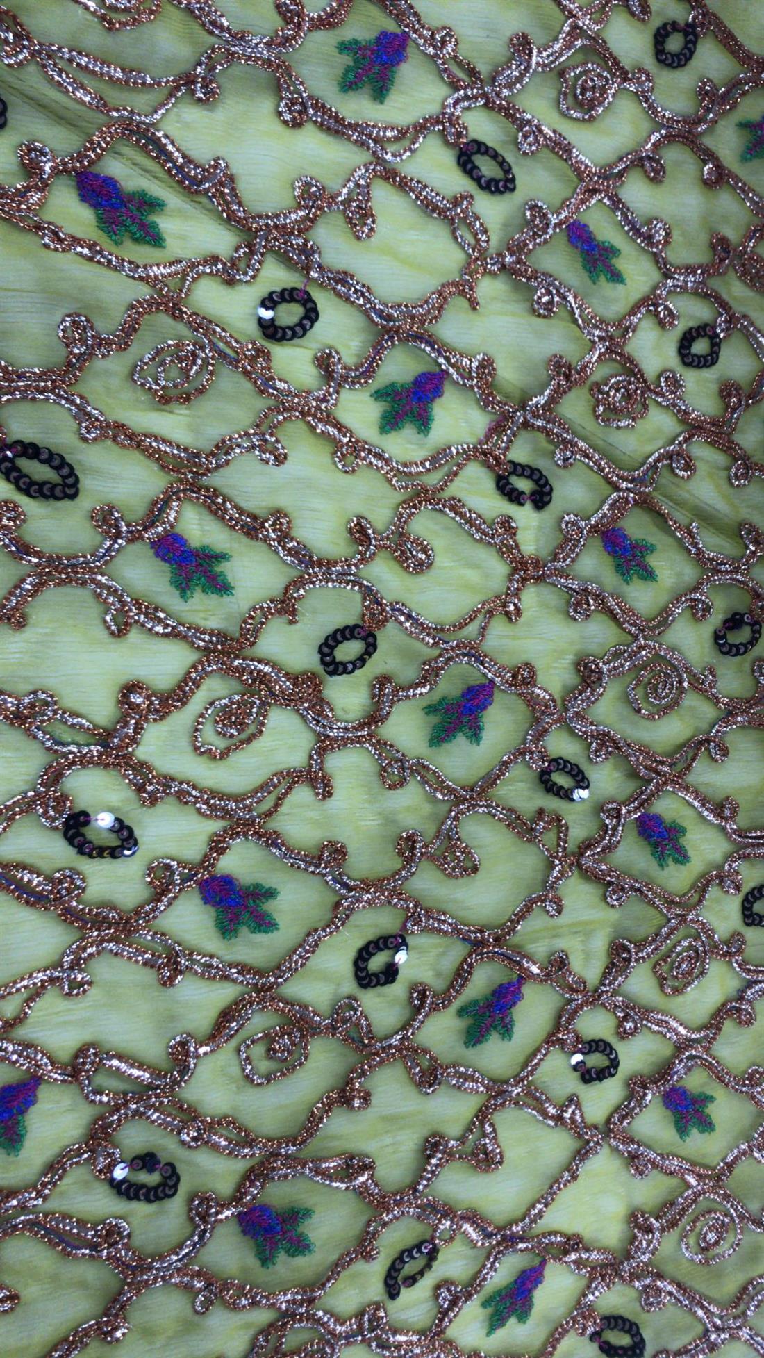 Mehndi Green Embroidered Fabrics