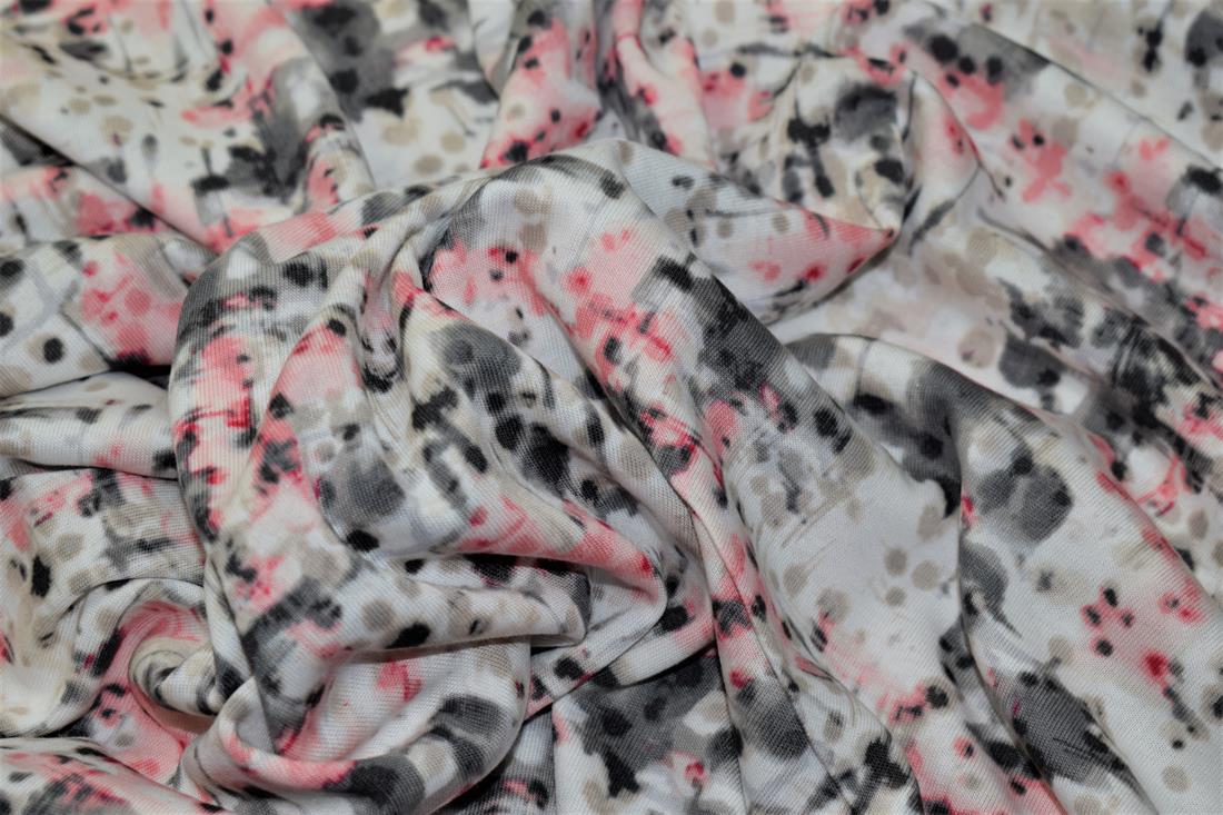 Off White Cotton Printed Jersey