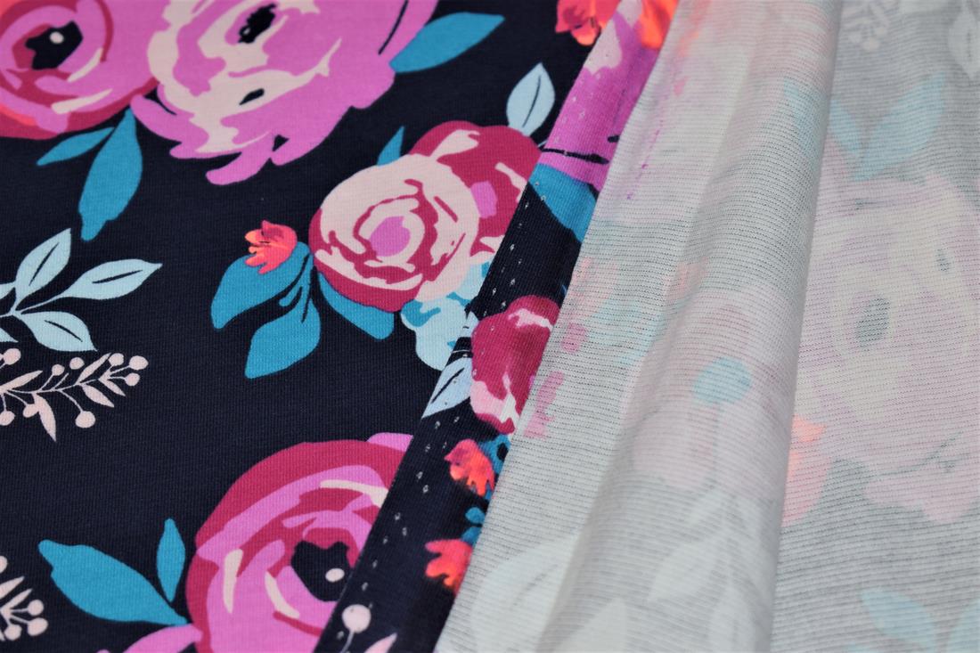 Navy Cotton Painted Flowers