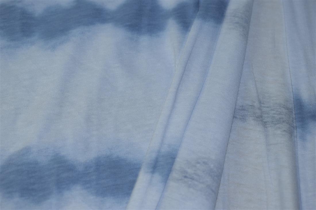 Blue Cotton Printed Jersey